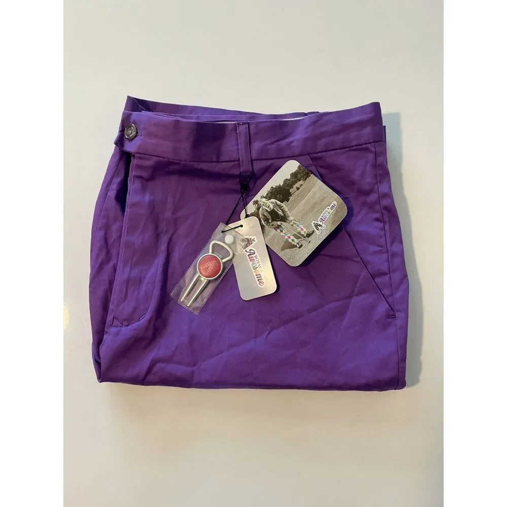 Royal and Awesome Men`s Golf Shorts Purple Patch Golf Shorts + Tool W 42 X10‎